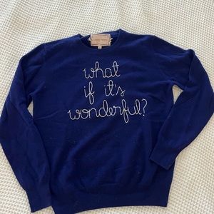 Lingua Franca royal blue custom cashmere sweater